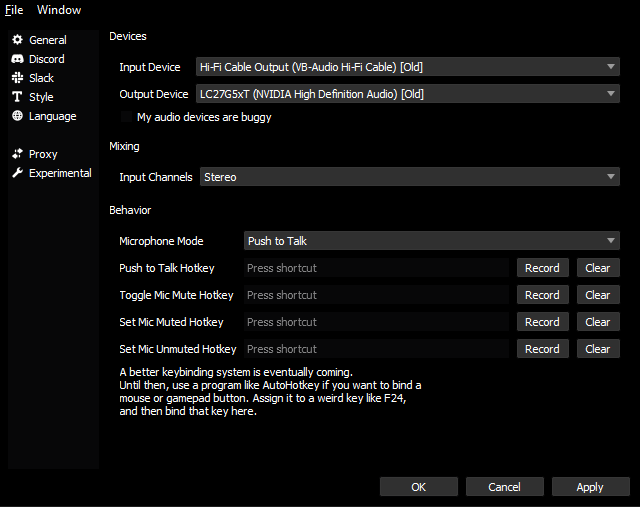 Ripcord chat window dark